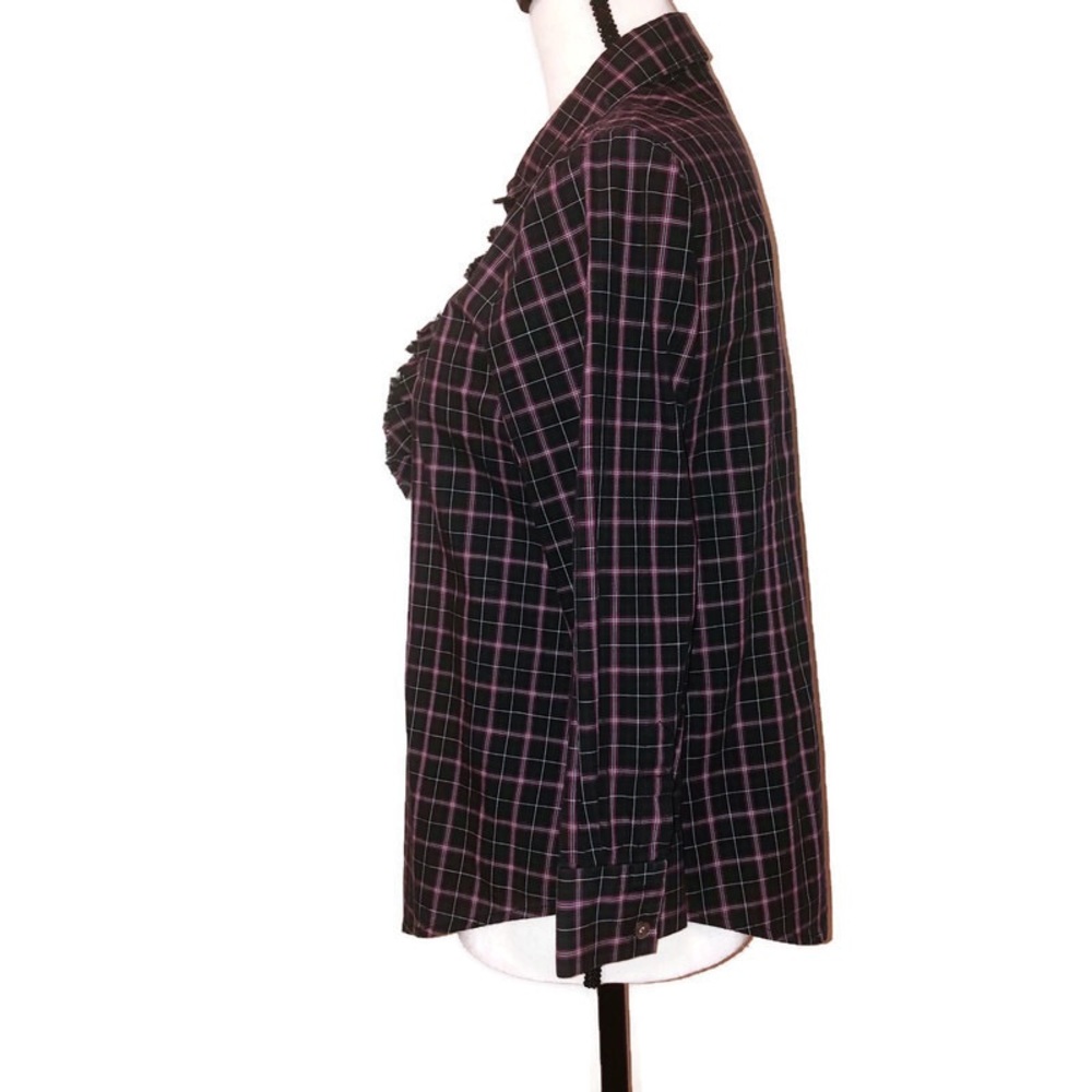 Theory Ruffle Button Up Shirt | Size Large - Picture 4 of 10